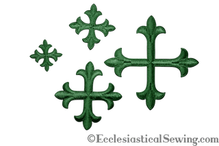 Small Cross Appliques Forest Green with Iron On Backing