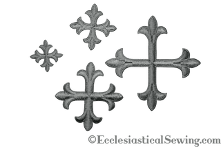 Small Cross Appliques Gray Iron On Backing For Church Vestments