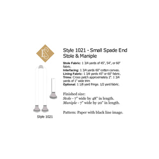 Small Spade End Stole Maniple Sewing Pattern |Priest Spade End Stole Style 1021