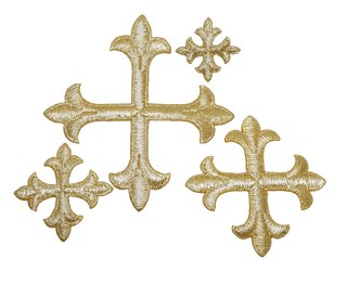 Soft Gold Metallic Cross Appliques | Iron On Cross