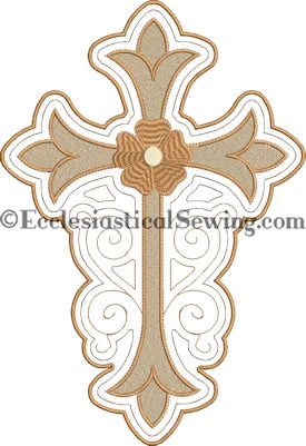 Stainglass Cross with Flower Machine Embroidery for Altar Hangings