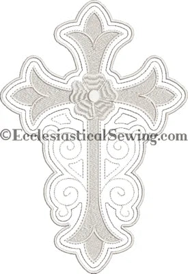 Stainglass Cross with Flower Machine Embroidery for Altar Hangings