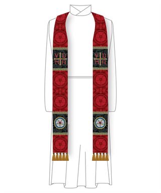 Lutheran Stole Style #1 | Luther Rose Brocade Liturgical Vestment