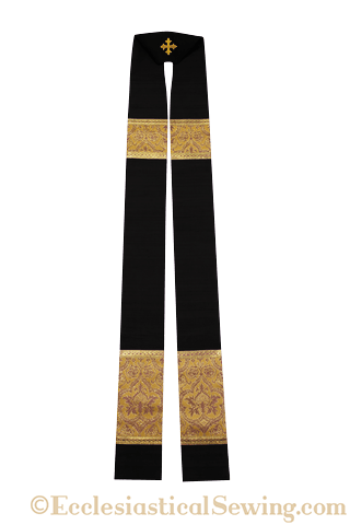 Clergy Stoles Style #1 in the St. Gregory the Great Collection | Priest Stoles - Black