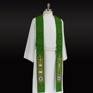 Reformation Stole Lutheran Clergy Stole Luther Rose Brocade (Style 3)