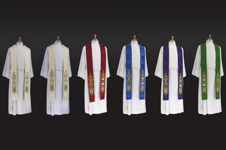 Reformation Stole Lutheran Clergy Stole Luther Rose Brocade (Style 3)