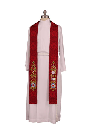 Reformation Stole Lutheran Clergy Stole Luther Rose Brocade (Style 3)