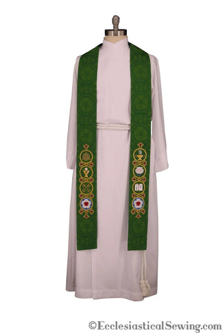 Reformation Stole Lutheran Clergy Stole Luther Rose Brocade (Style 3)