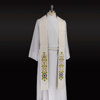 Reformation Stole Lutheran Clergy Stole Luther Rose Brocade (Style 3)