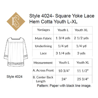 Style 4023, 4024 & 4025 Altar Server Cotta Pattern with Lace | Vestment Sewing Pattern