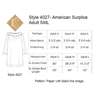 Style 4027 & 4028 American Round Yoke Surplice | Church Vestment Sewing Pattern