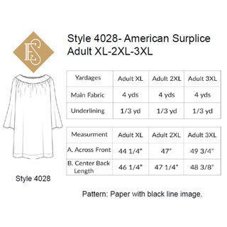 Style 4027 & 4028 American Round Yoke Surplice | Church Vestment Sewing Pattern