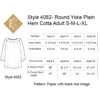 Style 4080, 4081 & 4082 Round Yoke Plain Hem Cotta Pattern | Vestment Sewing Pattern