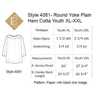 Style 4080, 4081 & 4082 Round Yoke Plain Hem Cotta Pattern | Vestment Sewing Pattern