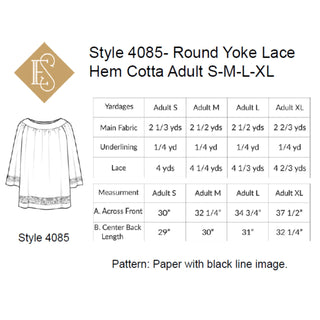 Style 4083, 4084,& 4085 Altar Server Round Yoke Cotta With Lace Insertion | Church Vestment Sewing Pattern