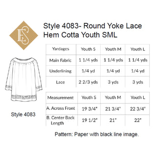 Style 4083, 4084,& 4085 Altar Server Round Yoke Cotta With Lace Insertion | Church Vestment Sewing Pattern