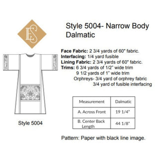 Style 5004 Narrow Body Latin Mass Dalmatic| Clergy Vestment Sewing Pattern