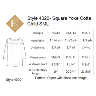 Styles 4020, 4021 & 4022 Square Yoke Cotta Pattern | Church Vestment Sewing Pattern