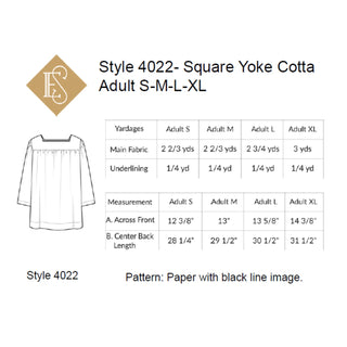 Styles 4020, 4021 & 4022 Square Yoke Cotta Pattern | Church Vestment Sewing Pattern