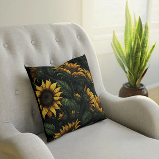 Sunflower Bliss: Premium Square Cushion/Pillow with Boho Design for a Modern Minimalist Home