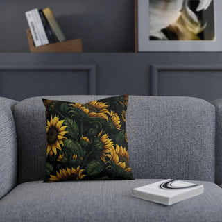 Sunflower Bliss: Premium Square Cushion/Pillow with Boho Design for a Modern Minimalist Home