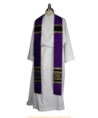 Violet Black Advent Carlisle Stole | Violet Pastor Priest Lent Stole