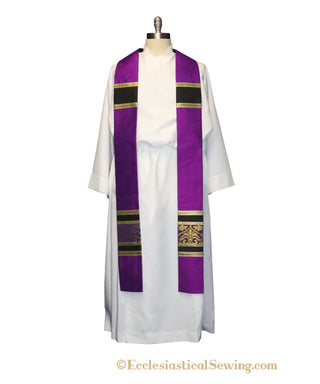 Violet Black Advent Carlisle Stole | Violet Pastor Priest Lent Stole