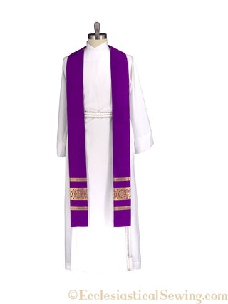 Violet & Blue Saint Alban Stole | Advent Lent Pastor Priest Stole