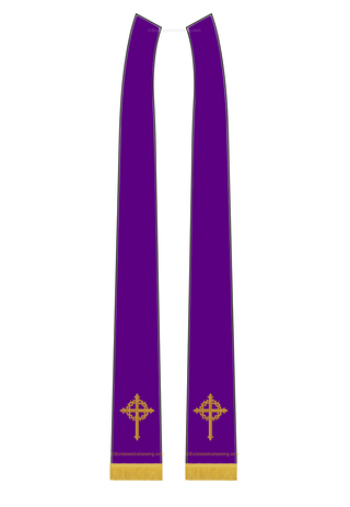 Violet Lent Crown of Thorns Tapered Priest Stole | Violet Lent Priest Stole Ecclesiastical Sewing