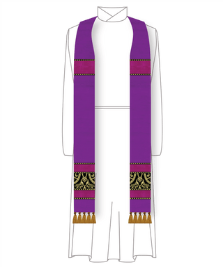 Violet Lent Silk Dupioni Stole | Isidore of Seville Advent Priest Stole