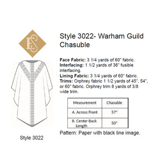 Warham Guild Chasuble Pattern | Chasuble Sewing Pattern Style 3022