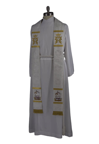 White Alpha Omega Agnus Dei Stole | White Pastor Priest Stole