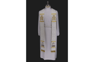 White Alpha Omega Agnus Dei Stole | White Pastor Priest Stole