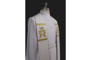 White Alpha Omega Agnus Dei Stole | White Pastor Priest Stole