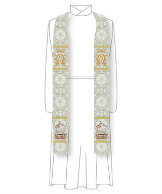 White Alpha Omega Agnus Dei Stole | White Pastor Priest Stole