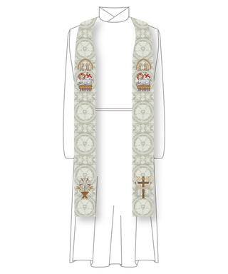 White Clergy Stoles | Christmas Rose Easter Collection Stole Style #2