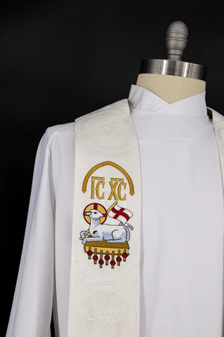 White Clergy Stoles With Christmas Rose | Easter Collection Style #3