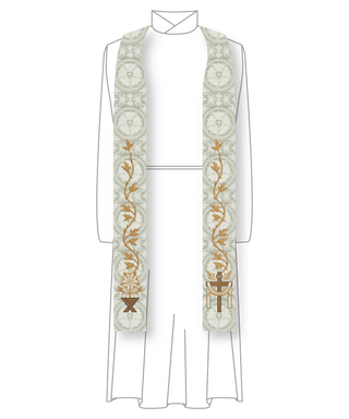 White Clergy Stoles With Christmas Rose | Easter Collection Style #4