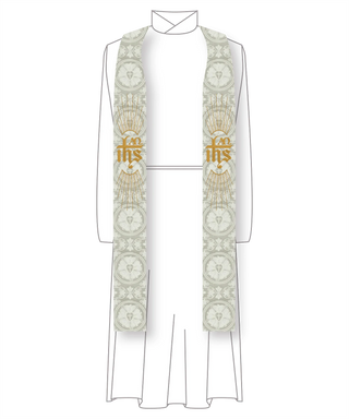 White Clergy Stole | IHS Monogram Pastor or Priest Stole (Handmade)