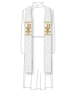 White Pastor or Priest Stole | White Stole with Chi Rho Goldwork Collection