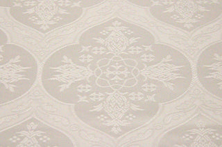 White Pomegranate Quatrefoil Brocade Liturgical Church Vestment Fabric