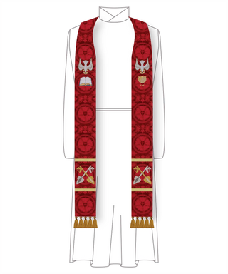 Word Sacrament Dove Pentecost Clergy Stole | Red Pastor Priest Pentecost Church Vestment