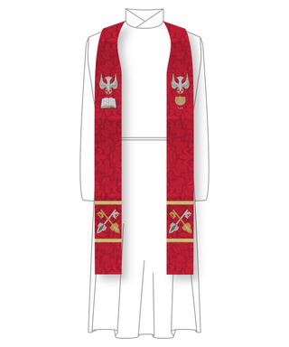 Word Sacrament Dove Pentecost Clergy Stole | Red Pastor Priest Pentecost Church Vestment