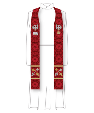 Word Sacrament Dove Pentecost Clergy Stole | Red Pastor Priest Pentecost Church Vestment