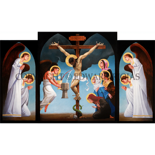 Zion Altarpiece CRUCIFIXION ANGELS Giclée Print | Edward Riojas Artist